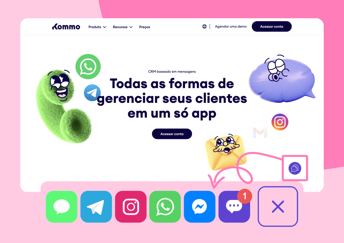 Kommo inbox unificado multicanal